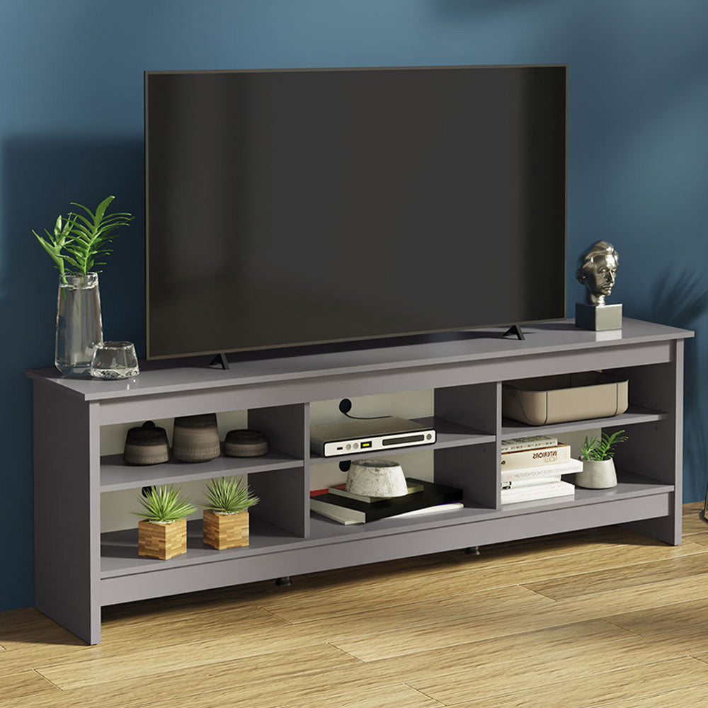 Madesa TV Schrank, Moderne Fernsehtisch bis zu TV 75 Zoll, für Wohnzimmer und Schlafzimmer, 180 x 36 x 60 cm, aus Holz - Grau