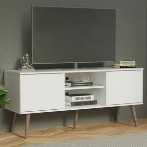 
                  
                    Load image into Gallery viewer, Madesa TV Schrank mit 2 Türen und 2 Regale für TV bis zu 55 Zoll, für Wohnzimmer, 136 x 40 x 60 cm, aus Holz - Weiß
                  
                