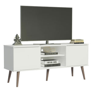 
                  
                    Load image into Gallery viewer, MADESA Moderner TV-Schrank mit 2 Türen und 2 Regale für TV bis zu 55 Zoll, 60 x 38 x 138 cm, aus Holz - Weiß
                  
                