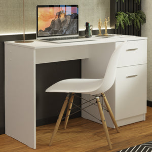 
                  
                    Load image into Gallery viewer, MADESA Schreibtisch Klein, Computertisch, Bürotisch mit 1 Schubladen und 1 Tür, 110 x 45 x 77 cm, aus Holz - Weiß
                  
                