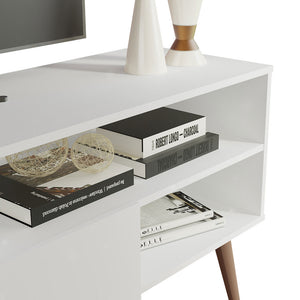 
                  
                    Load image into Gallery viewer, MADESA Modern TV Schrank mit 1 Schublade, 4 Regale für TVs bis zu 65 Zoll, 150 x 38 x 58 cm, Holz - Weiß
                  
                