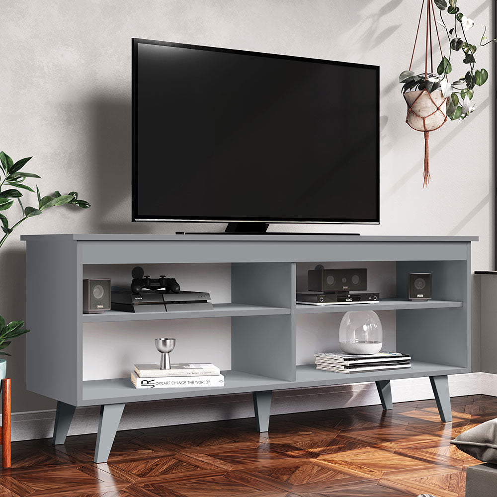 Madesa Modern TV Schrank mit 1 Schublade, 4 Regale für TVs bis zu 65 Zoll, 150 x 38 x 58 cm, Holz - Weiß